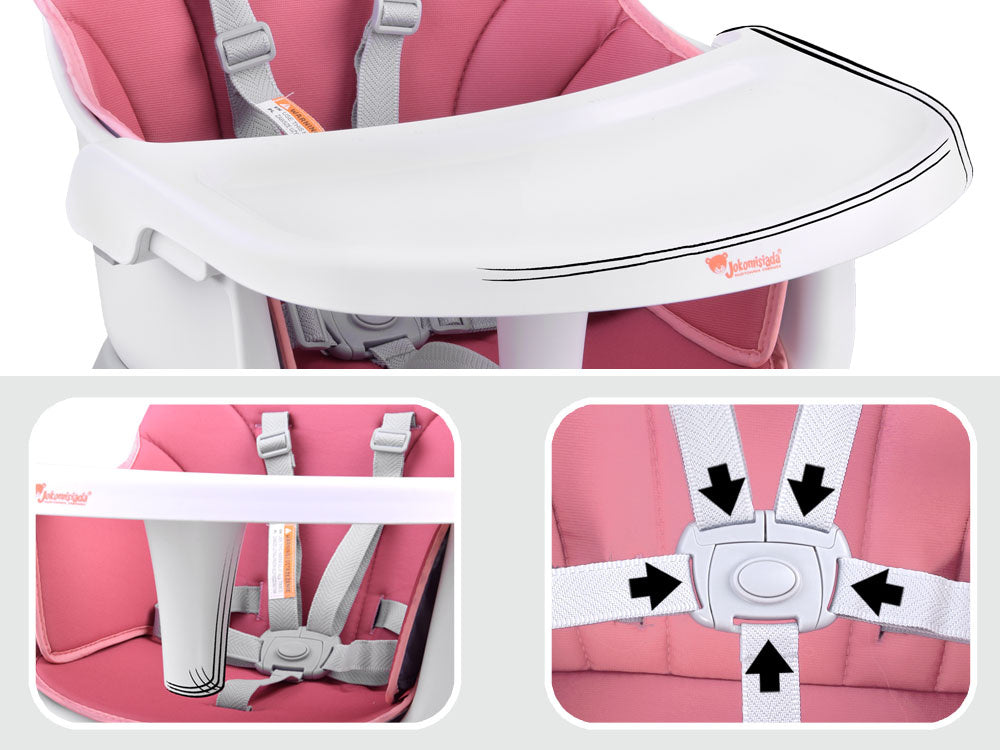 Vaikiška maitinimo kėdė 6in1, rožinė