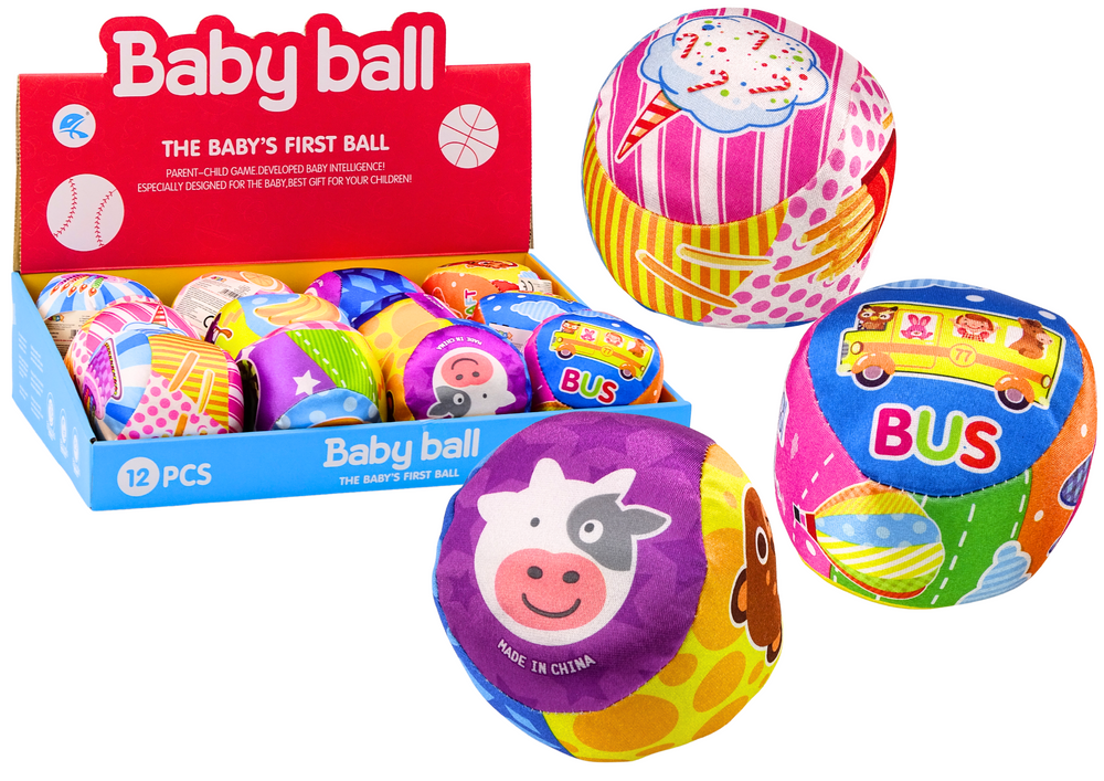 Minkštas kamuolys su barškučiu 10 cm