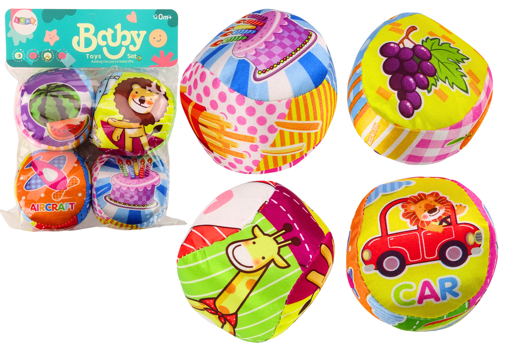 Minkštų barškančių kamuoliukų rinkinys 4 vnt.