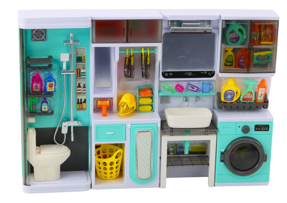 Vonios kambario baldų rinkinys lėlės namui 4in1