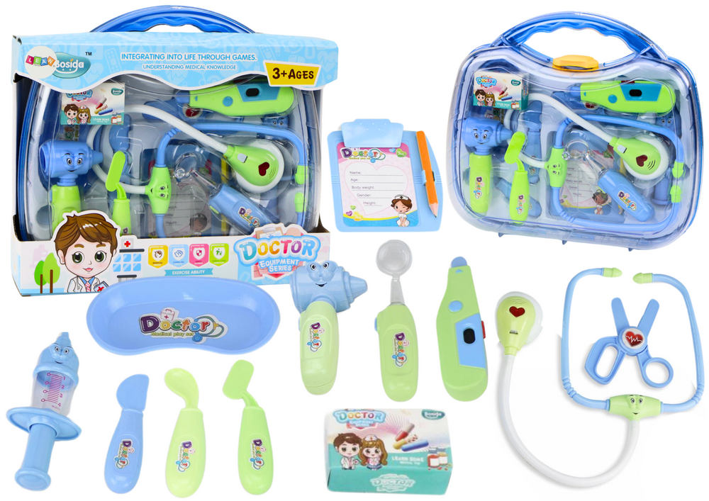 Mažojo gydytojo medicinos rinkinys lagamine, mėlynas