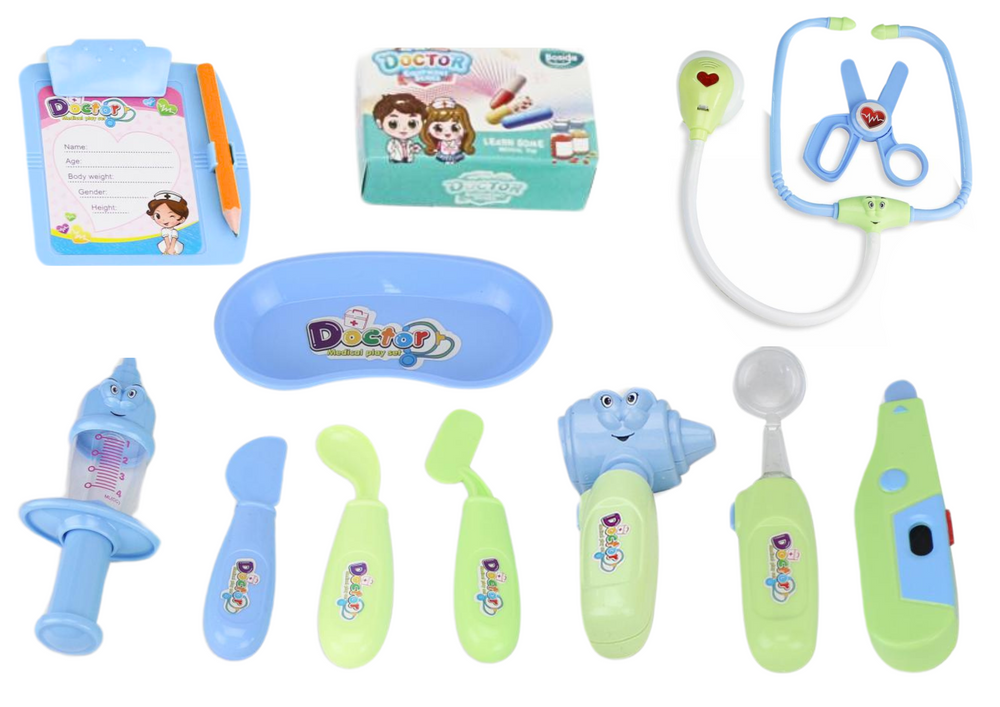 Mažojo gydytojo medicinos rinkinys lagamine, mėlynas