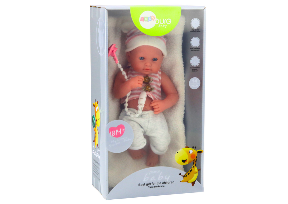 Lėlė kūdikis su priedais ir antklode, rožinė