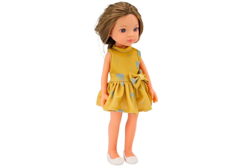 Lėlė ilgais plaukais ir geltona suknele 33cm