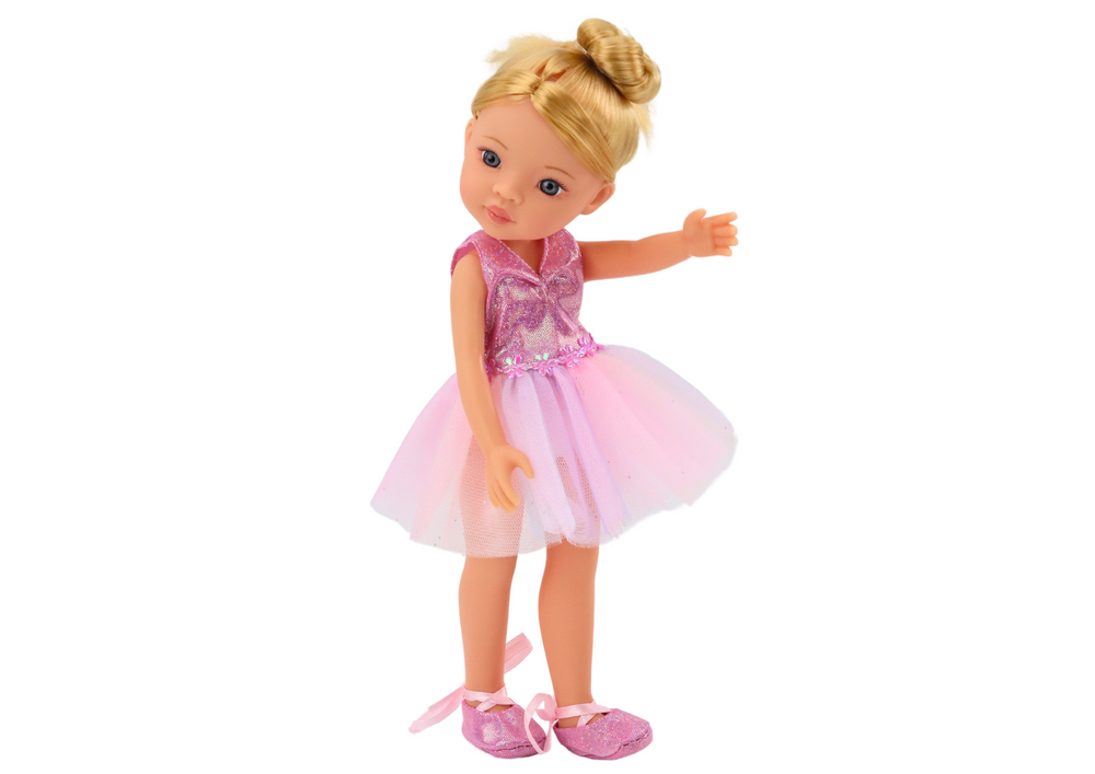 Lėlė ilgais plaukais ir rožine suknele 33cm