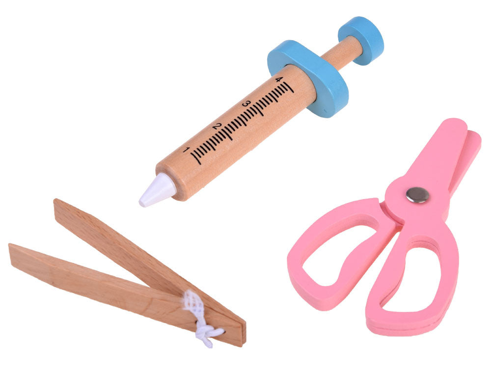 Medinių gydytojo aksesuarų rinkinys