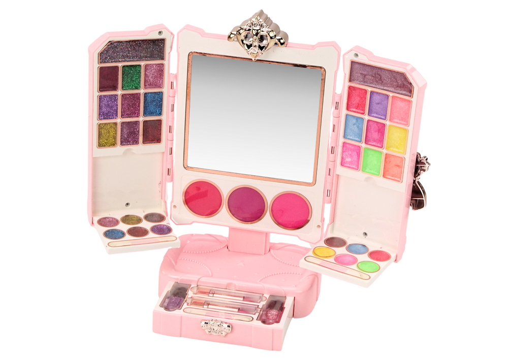 Grožio rinkinys su veidrodžiu vaikams, rožinis