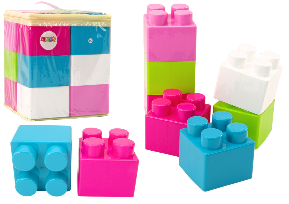 Didelės statybinės kaladėlės krepšyje su lipdukais 12 el.