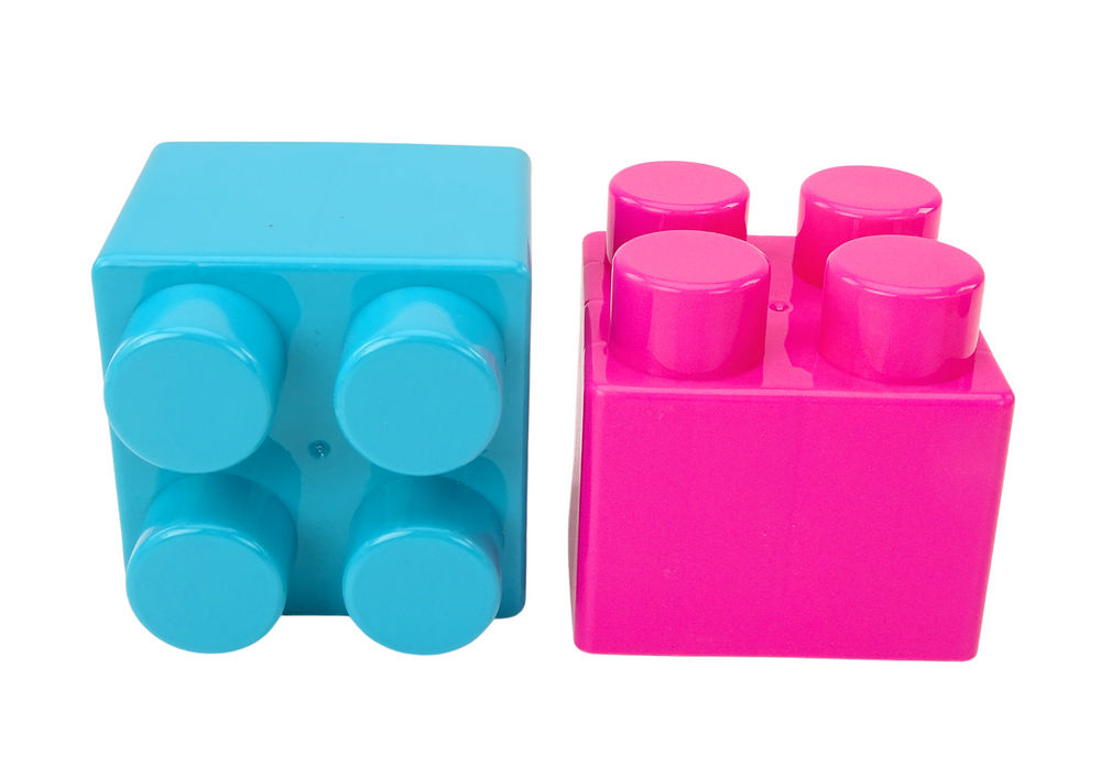 Didelės statybinės kaladėlės krepšyje su lipdukais 12 el.