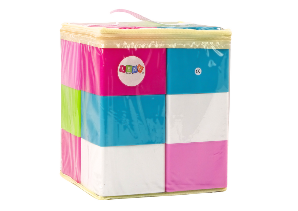 Didelės statybinės kaladėlės krepšyje su lipdukais 12 el.