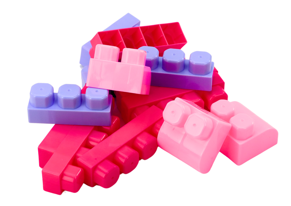 Didelių edukacinių kaladėlių rinkinys 160 el. rožinis