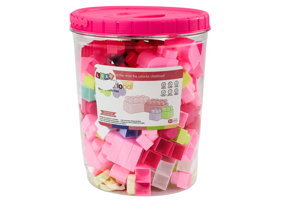 Didelių edukacinių kaladėlių rinkinys 160 el. rožinis