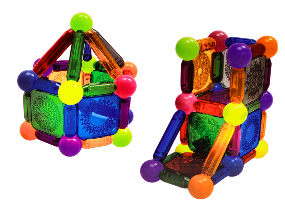 Magnetinių kaladėlių rinkinys su apšvietimu 54 el.