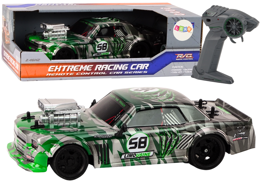 Nuotoliniu būdu valdomas drifto automobilis 1:16, žalias