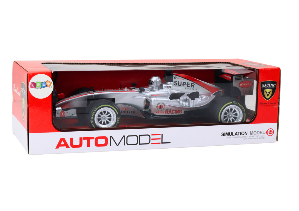 Nuotoliniu būdu valdomas lenktyninis automobilis 1:12, sidabrinis