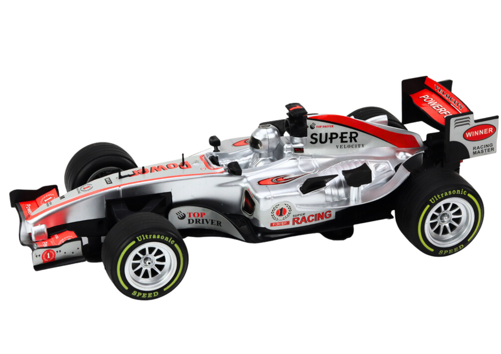 Žaislinis sportinis F1 automobilis 1:9, sidabrinis