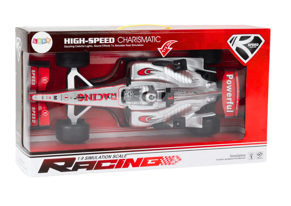 Žaislinis sportinis F1 automobilis 1:9, sidabrinis