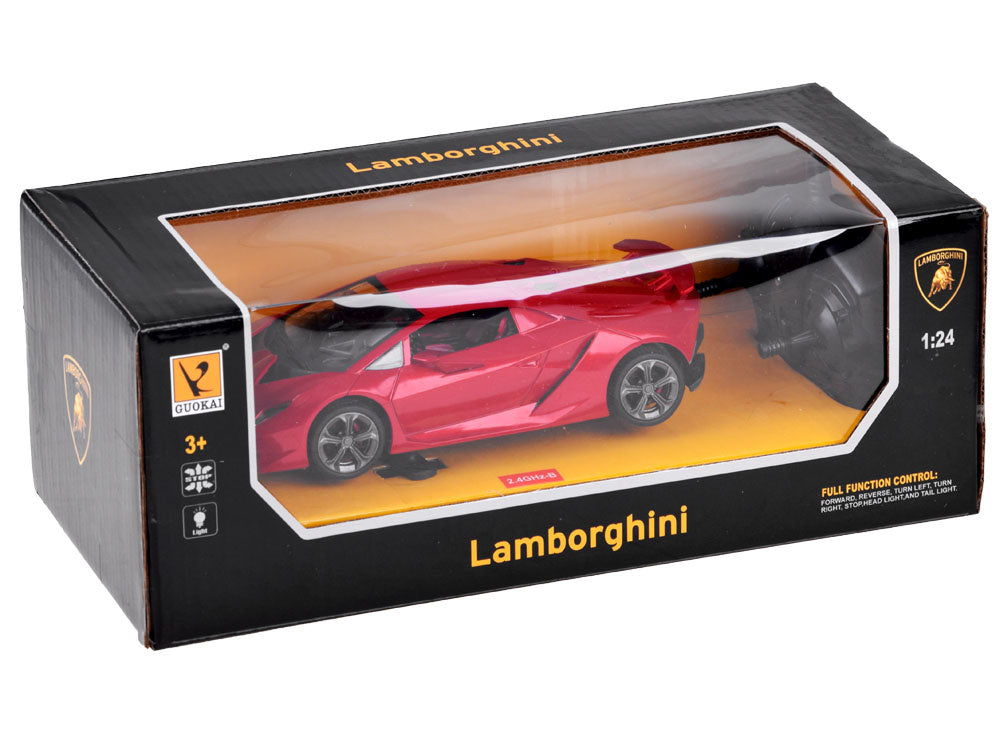 Nuotoliniu būdu valdomas raudonas automobilis Lamborghini