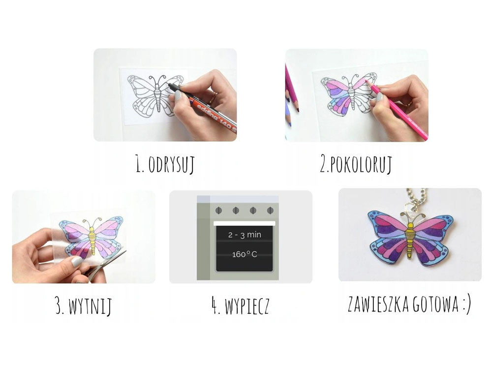 Edukacinis papuošalų gamybos rinkinys „Susitraukianti folija“, safario gyvūnai