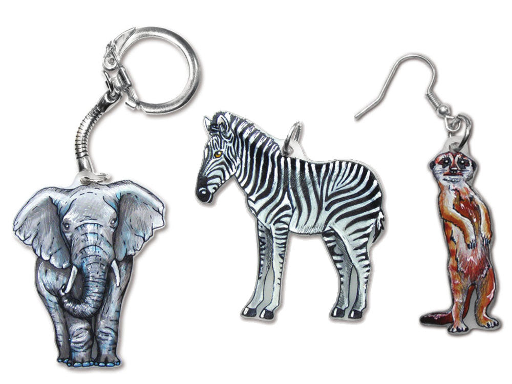 Edukacinis papuošalų gamybos rinkinys „Susitraukianti folija“, safario gyvūnai