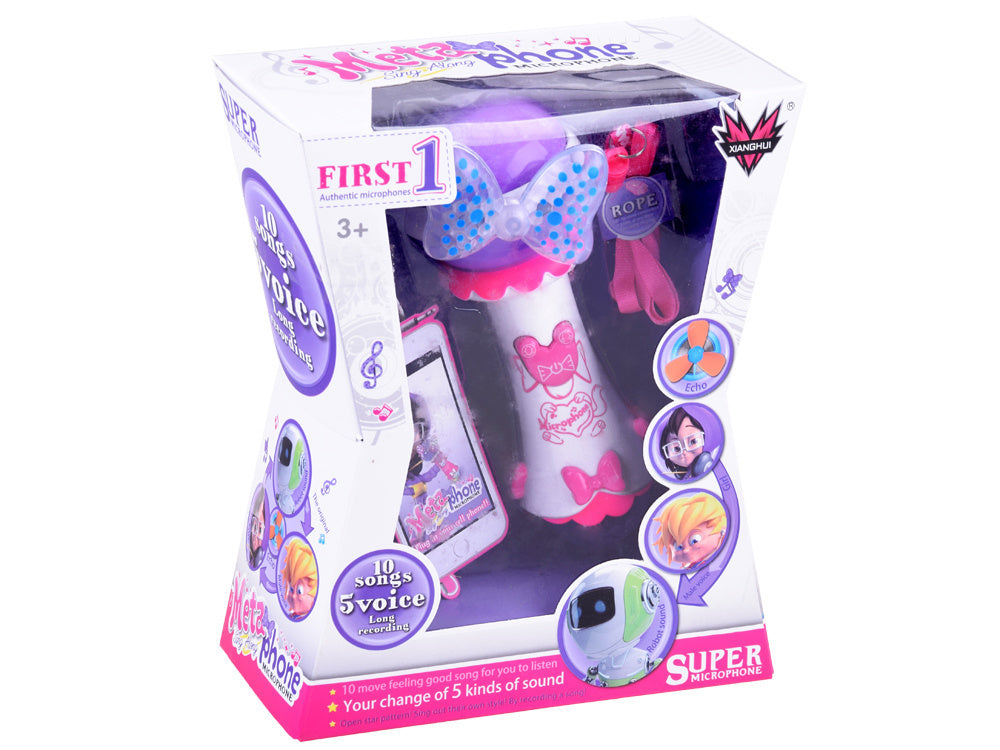 Karaoke mikrofonas su įrašymo galimybe, baltas