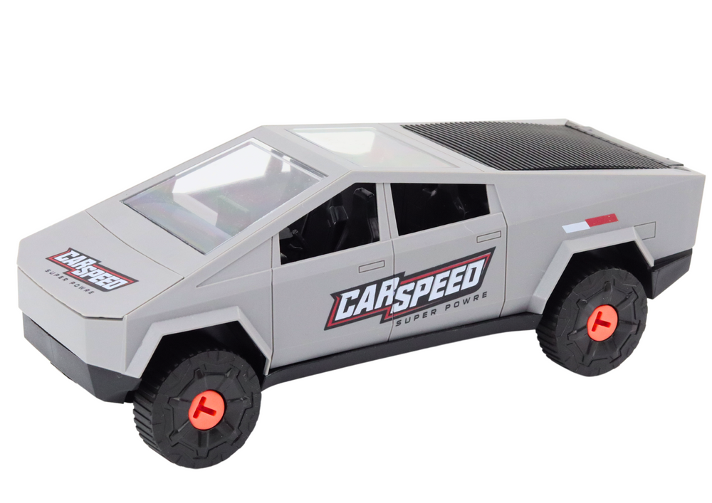 Šiuolaikinio dizaino žaislinis automobilis su atsuktuvu, pilkas