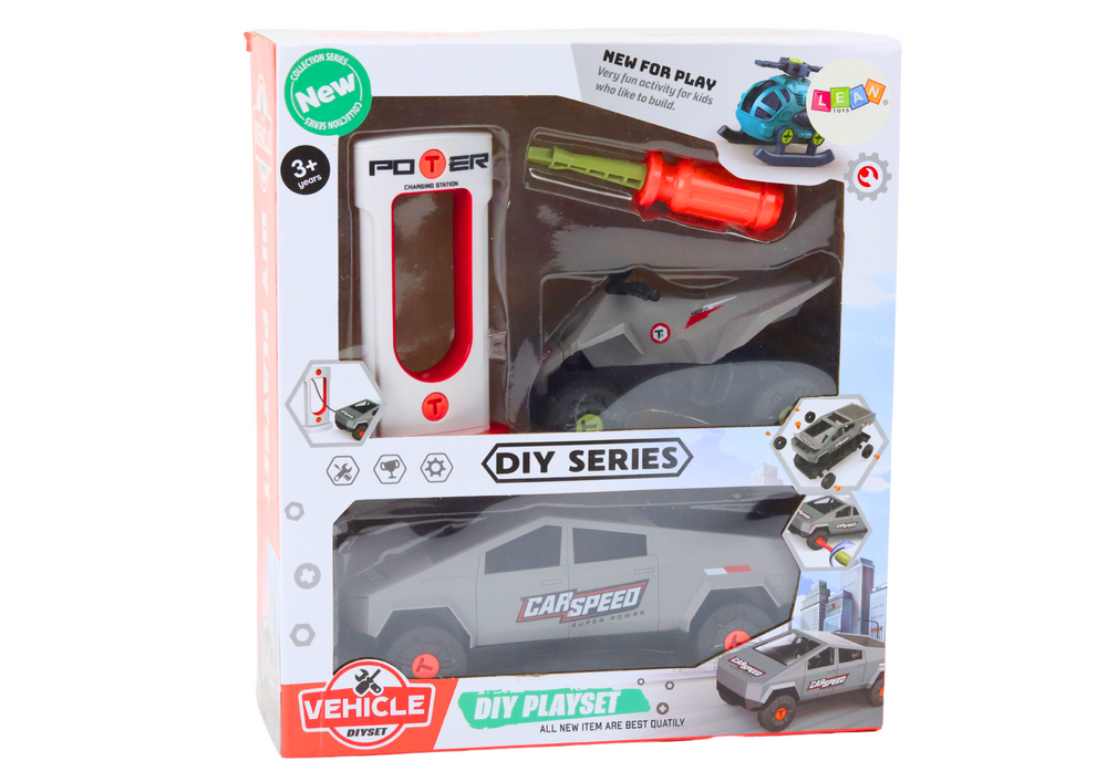 Transporto priemonių rinkinys su priekaba, pilkas