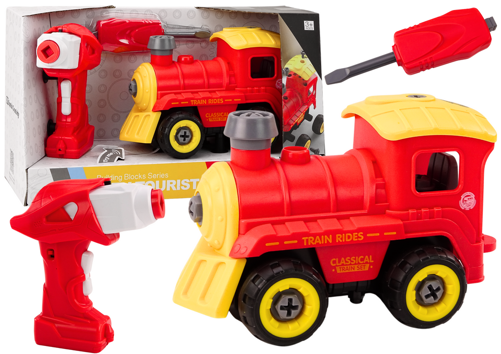 Nuotolinio būdu valdymas lokomotyvas su priedais, raudonas