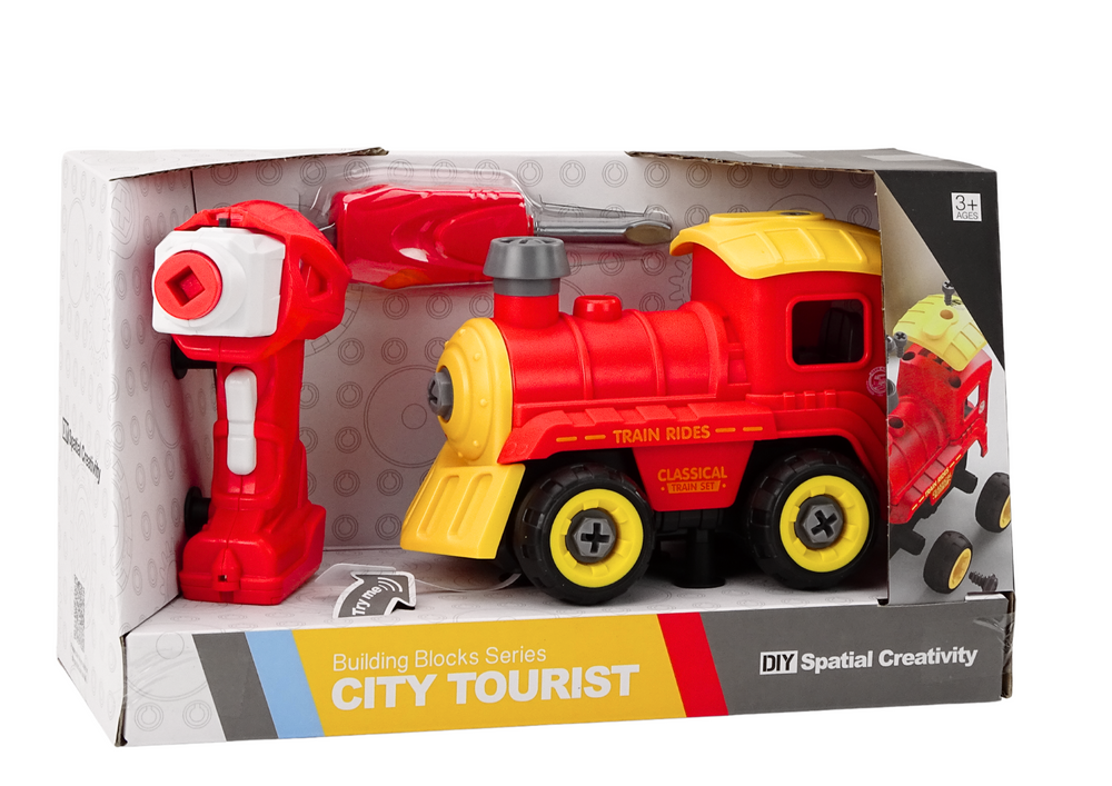 Nuotolinio būdu valdymas lokomotyvas su priedais, raudonas