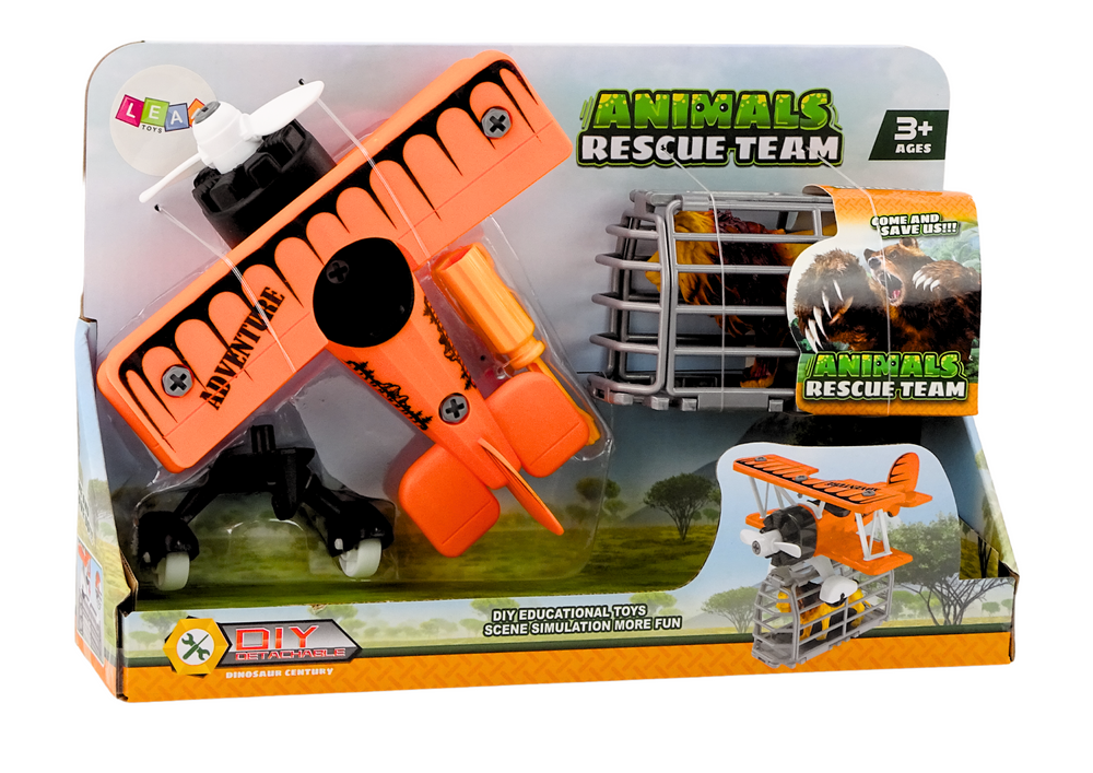 Žaislinis lėktuvas su transportavimo narvu, oranžinis