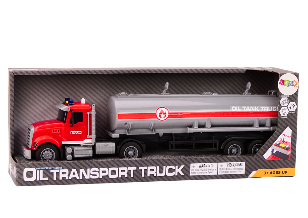 Sunkvežimis su cisterna garso ir šviesos efektais, raudona