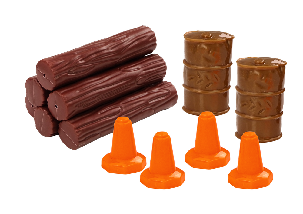 Žaislinis miškovežis su priekaba ir priedais 1:24, pilkas