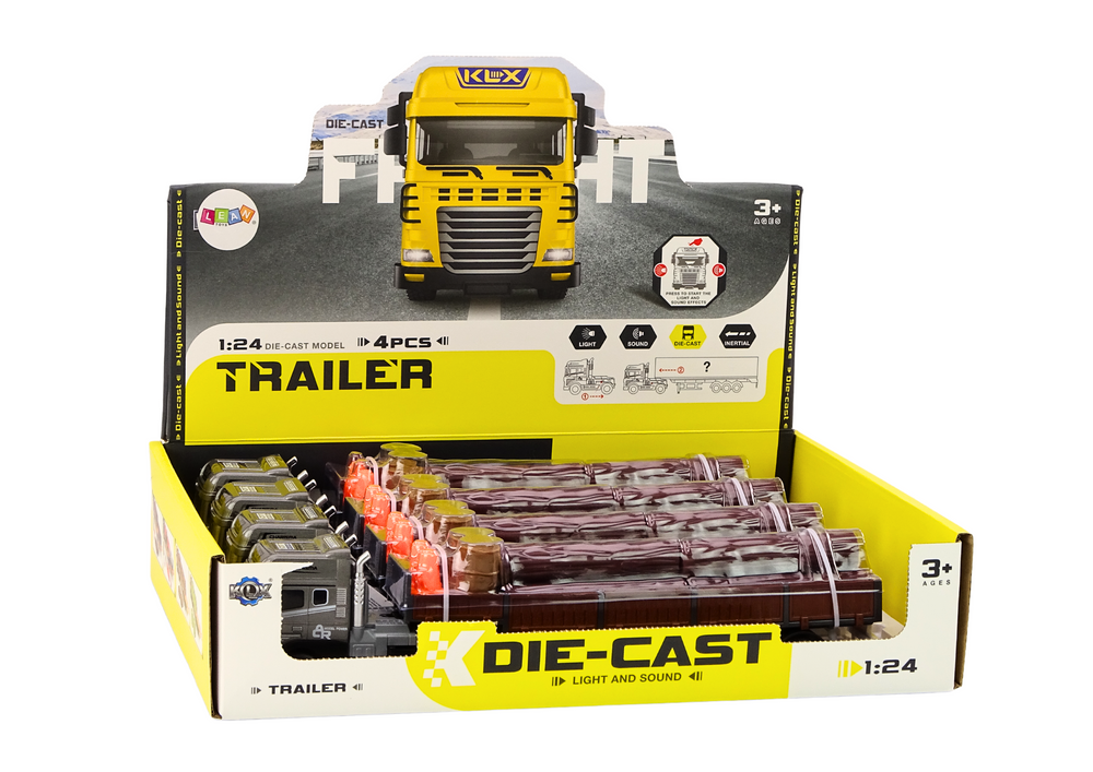 Žaislinis miškovežis su priekaba ir priedais 1:24, pilkas