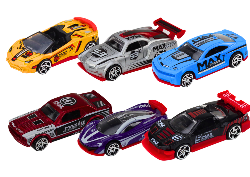 Metalinių sportinių automobiliukų rinkinys 1:64 6 vnt.