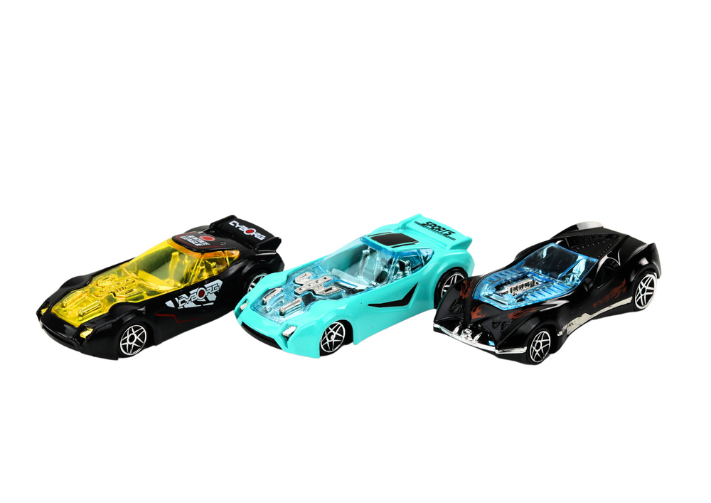 Žaislinių automobilių Resorcak rinkinys metaliniame lagamine 8 dalys