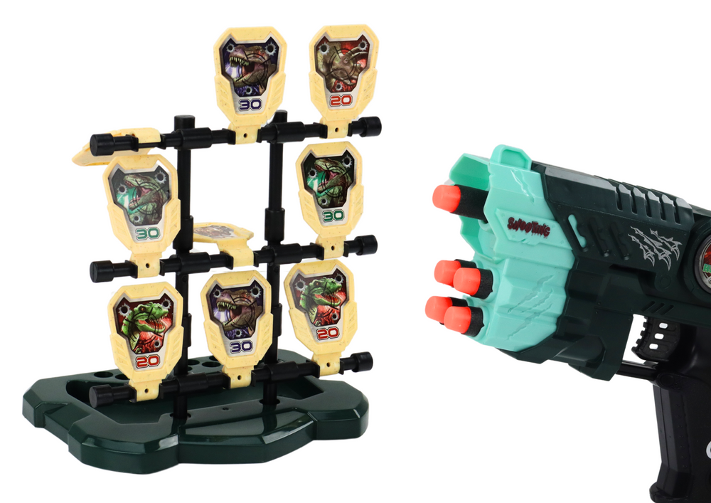 Šautuvo su dinozaurų motyvais skydu rinkinys, mėlynas