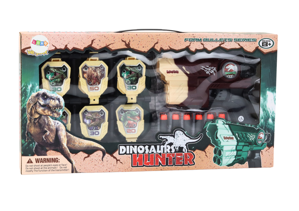 Šautuvo su dinozaurų motyvais skydu rinkinys, rudas