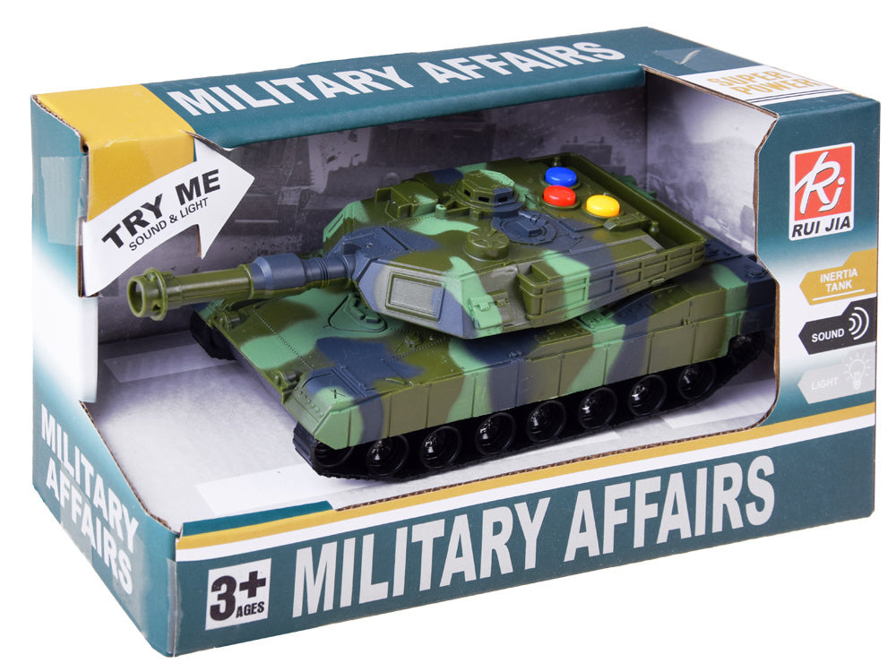 Karinis tankas su šviesa ir garsais, žalias