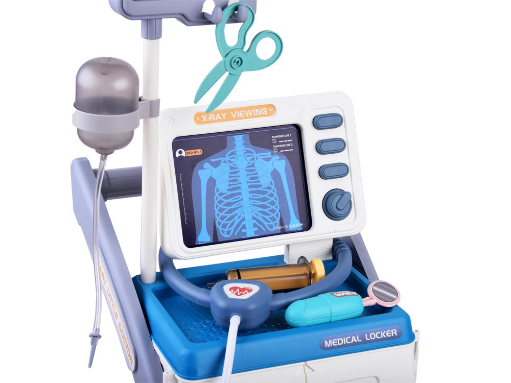 Mažojo gydytojo vežimėlis su priedais, mėlynas