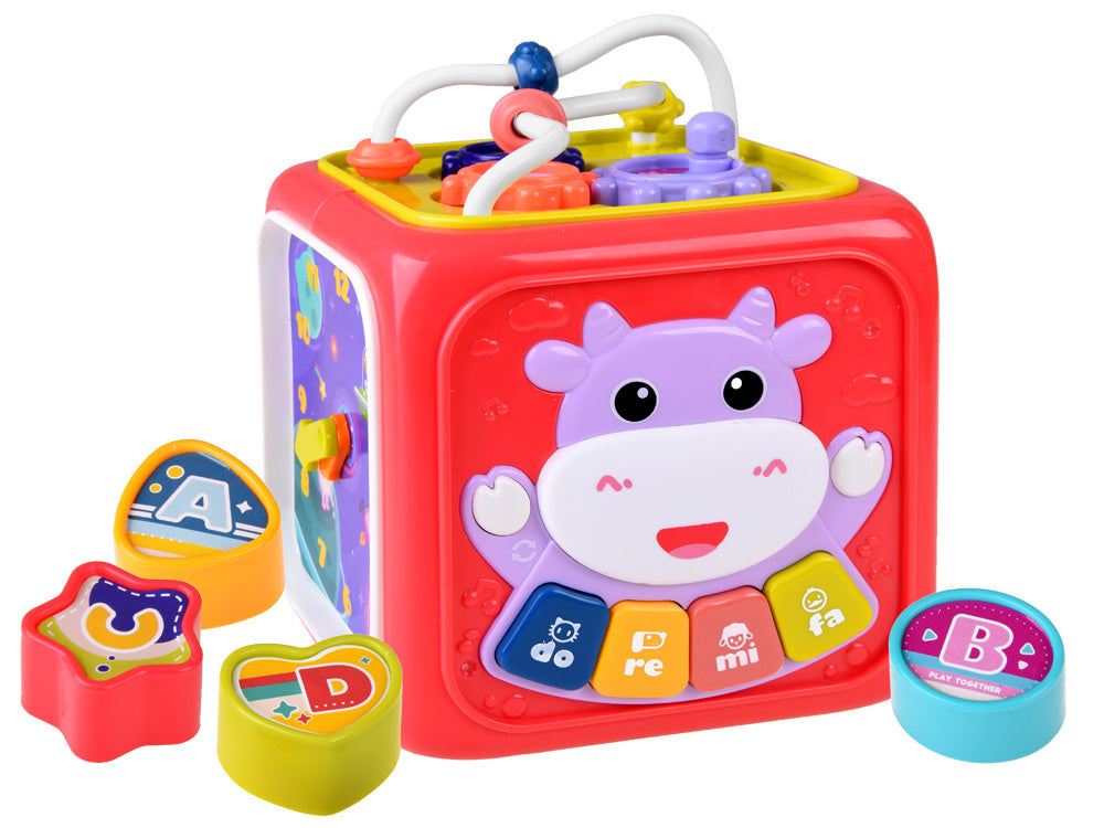 Interaktyvus mokomasis kubas su pianinu, raudonas