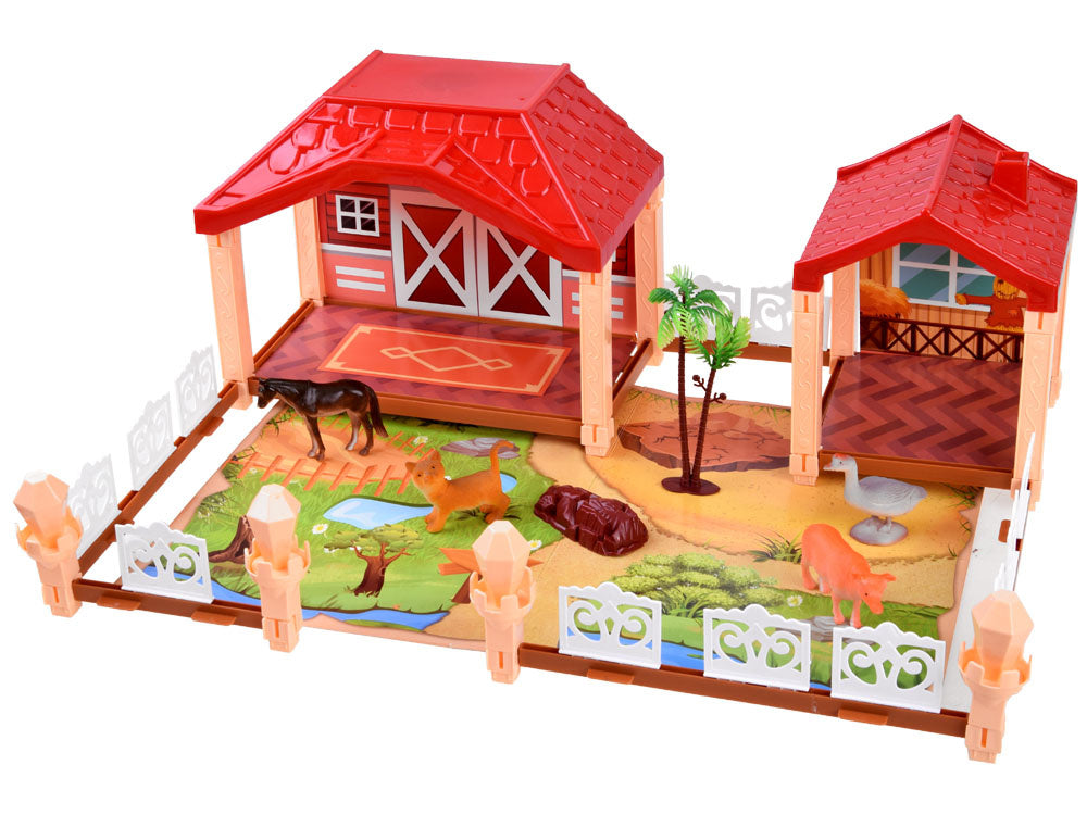 Ūkinių pastatų ir gyvūnų figūrėlių rinkinys 2in1