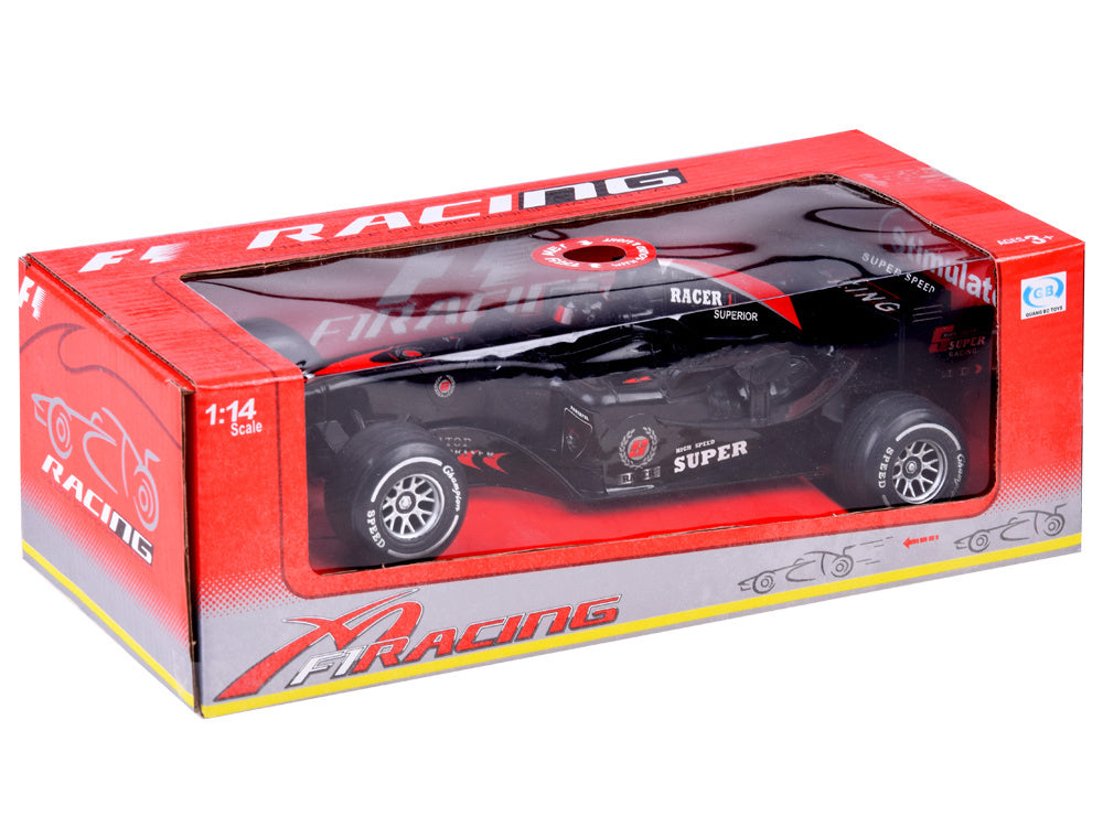 Lenktyninis automobilis su garsais ir šviesa, juodas