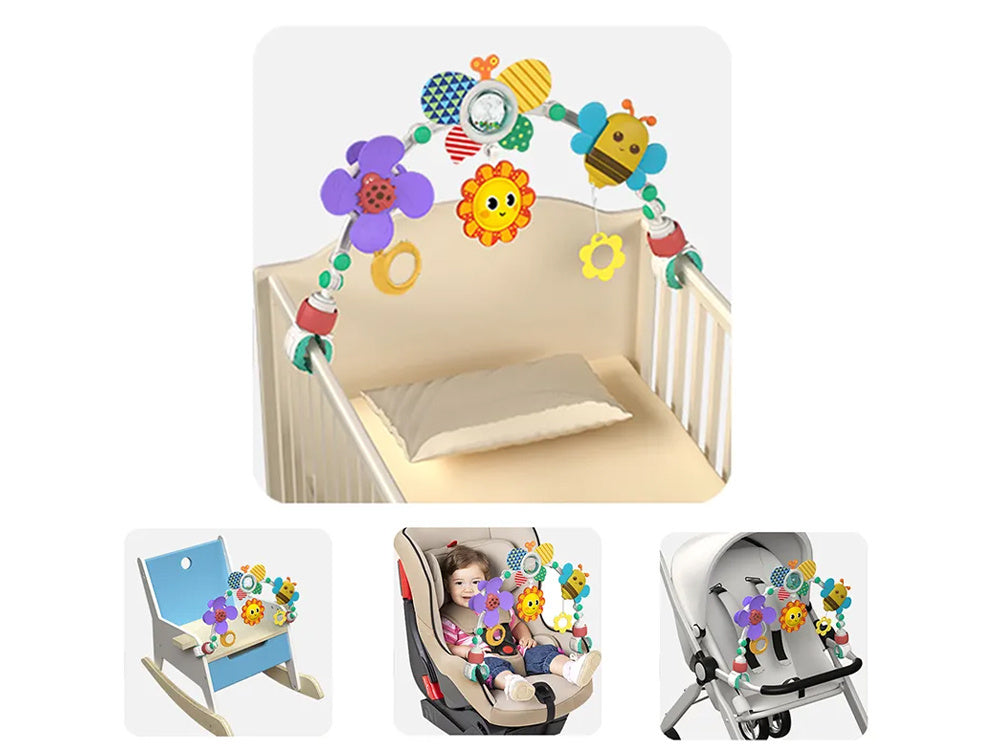 Lankas su žaisliukais vaikiškai lovytei