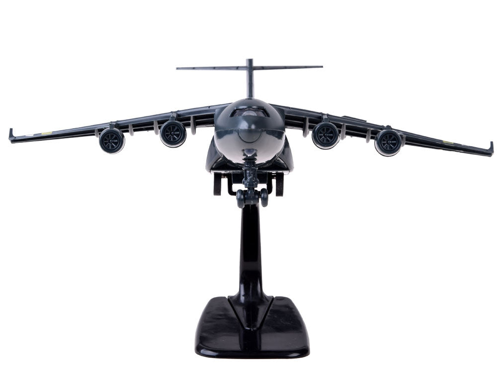 Karinio lektuvo modelis su šviesos ir garso efektais, juodas