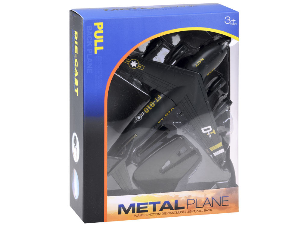 Karinio lektuvo modelis su šviesos ir garso efektais, juodas