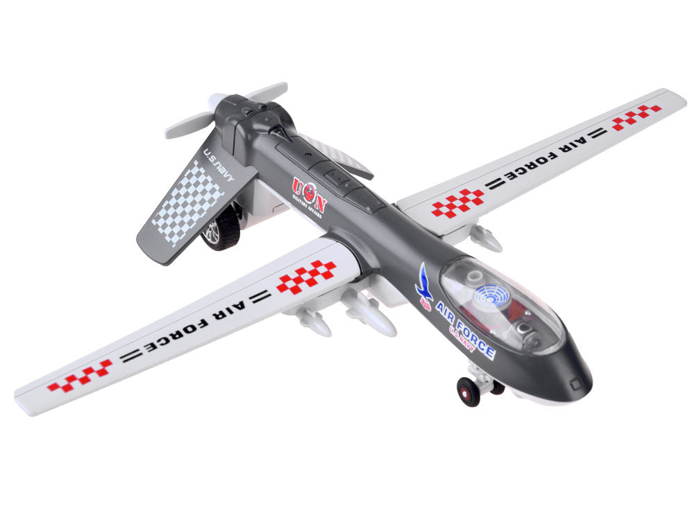 Karinio drono modelis su garso ir šviesos efektais