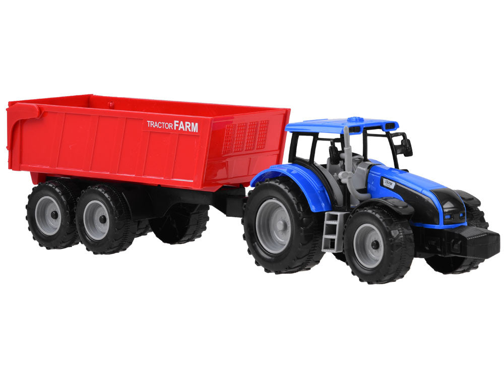 Traktorius su priekaba, mėlynas