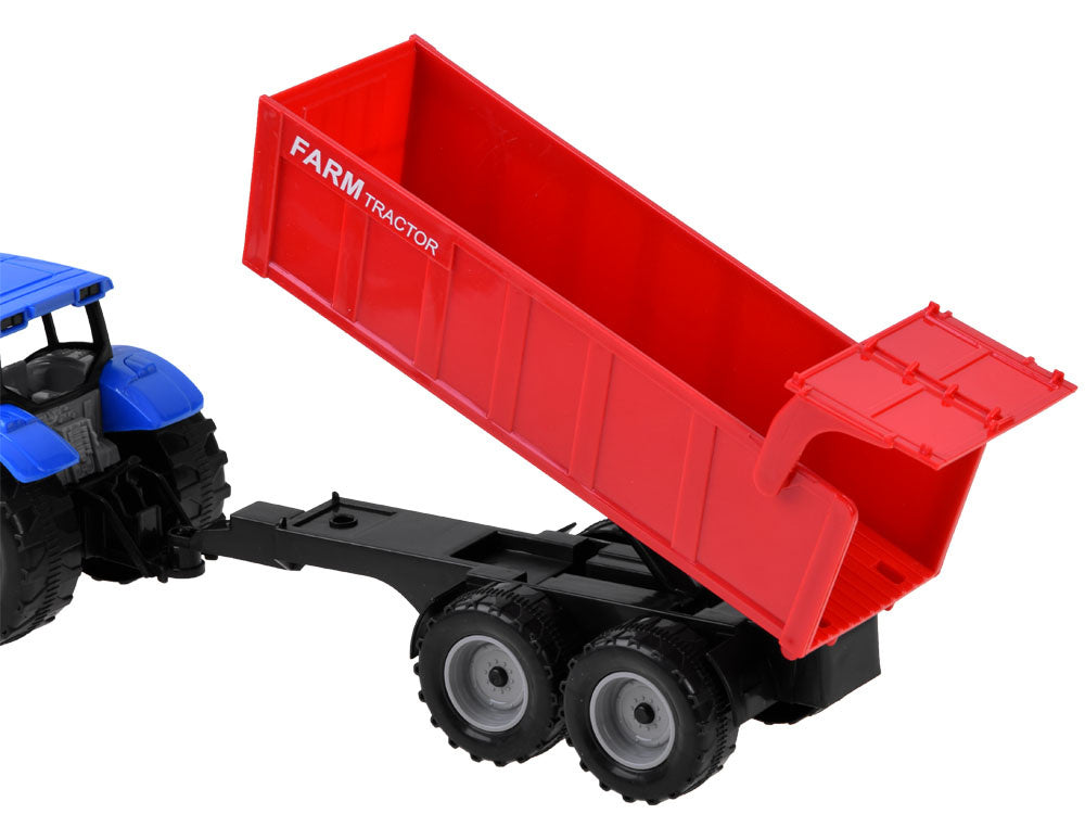 Traktorius su priekaba, mėlynas