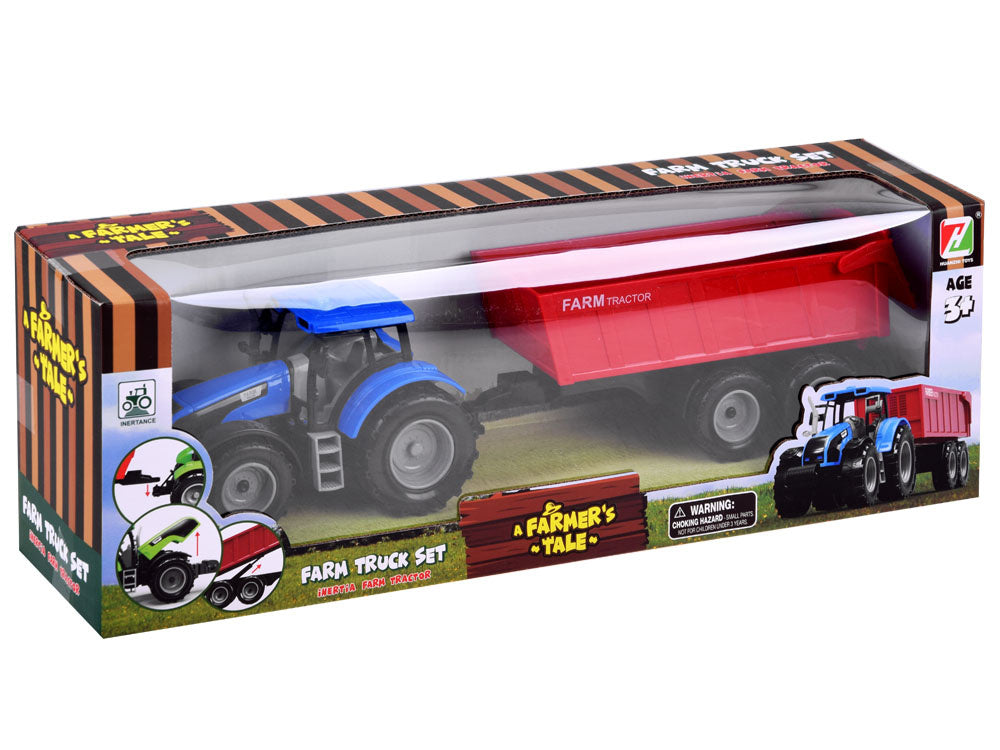 Traktorius su priekaba, mėlynas