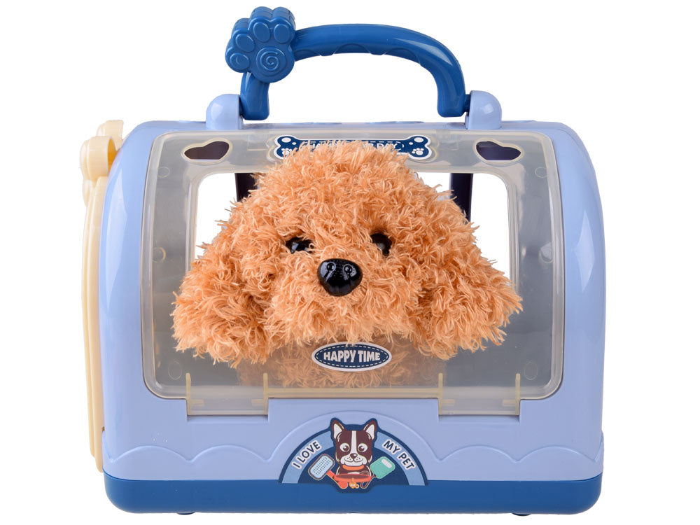 Veterinarijos gydytojo rinkinys su šuniuku ir transporteriu